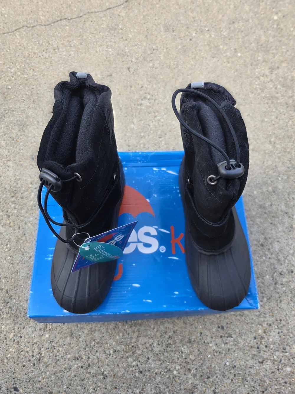 Totes Kids Black Snow Boots with Drawcord Youth Boys 3